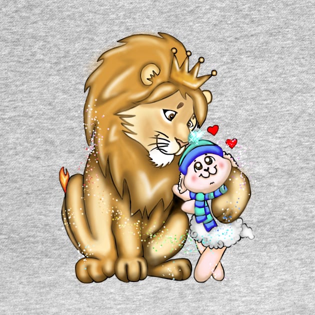 Lion and a little lamb (boy) by Marcia Shiono 